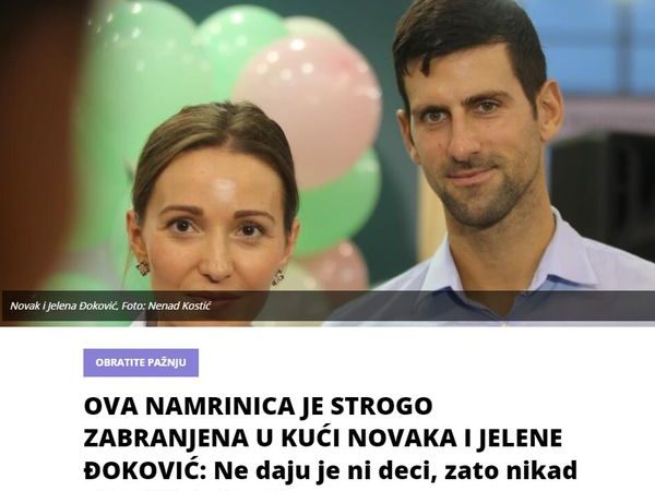 OVA NAMRINICA JE STROGO ZABRANJENA U KUĆI NOVAKA I JELENE ĐOKOVIĆ: Ne daju je ni deci, zato nikad nisu bili bolesni