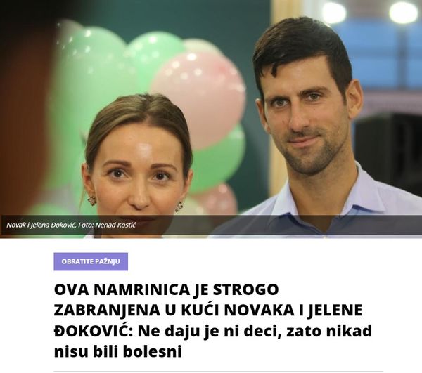 OVA NAMRINICA JE STROGO ZABRANJENA U KUĆI NOVAKA I JELENE ĐOKOVIĆ: Ne daju je ni deci, zato nikad nisu bili bolesni