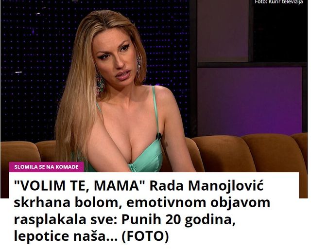 “VOLIM TE, MAMA” Rada Manojlović skrhana bolom, emotivnom objavom rasplakala sve: Punih 20 godina, lepotice naša… (FOTO)