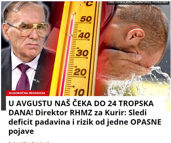 U AVGUSTU NAŠ ČEKA DO 24 TROPSKA DANA! Direktor RHMZ za Kurir: Sledi deficit padavina i rizik od jedne OPASNE pojave