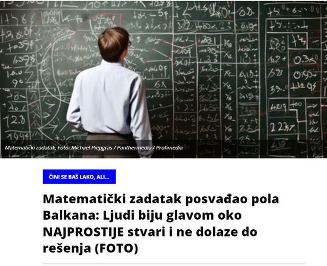 Matematički zadatak posvađao pola Balkana: Ljudi biju glavom oko NAJPROSTIJE stvari i ne dolaze do rešenja (FOTO)