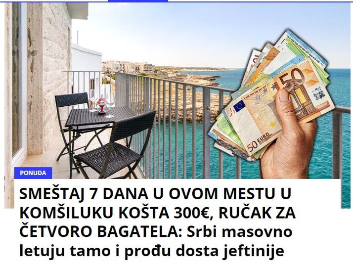 SMEŠTAJ 7 DANA U OVOM MESTU U KOMŠILUKU KOŠTA 300€, RUČAK ZA ČETVORO BAGATELA: Srbi masovno letuju tamo i prođu dosta jeftinije