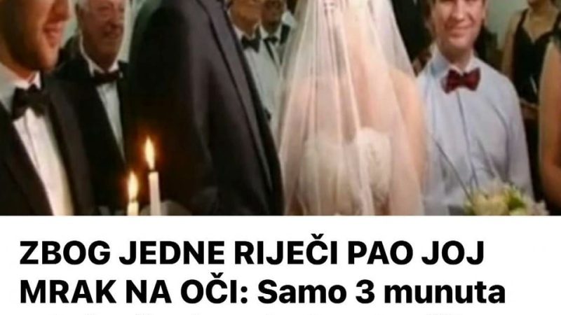 ZB0G JEDNE RIJEČI PA0 JOJ MRAK NA 0ČI Samo 3 Munuta Od Vjenčanja, Mlada Zatražila Razvod, Matičar Se Odmah Složio