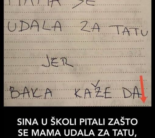 MOJ SIN JE U ŠKOLI TREBAO NAPISATI ZAŠTO SE MAMA UDALA ZA TATU: Kad sam pročitala njegov odgovor OD SRAMOTE VIŠE NE IZLAZIM IZ KUĆE