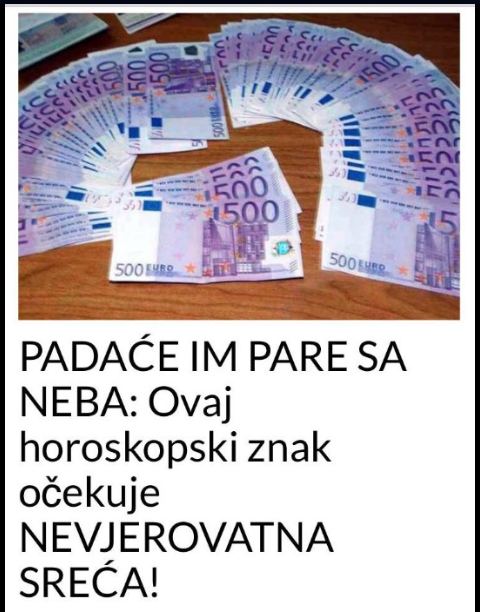 PADAĆE IM PARE SA NEBA: Ovaj horoskopski znak očekuje NEVJEROVATNA SREĆA!