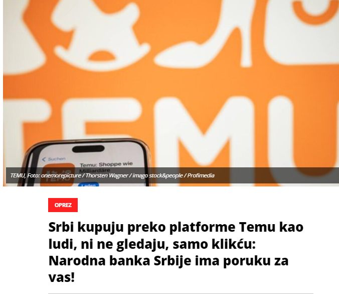 Srbi kupuju preko platforme Temu kao ludi, ni ne gledaju, samo klikću: Narodna banka Srbije ima poruku za vas!