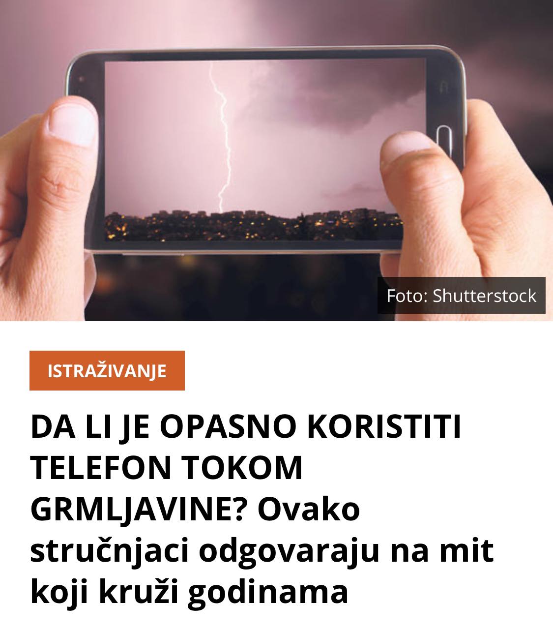 DA LI JE OPASNO K0RISTITI TELEFON TOKOM GRMLJAVINE?