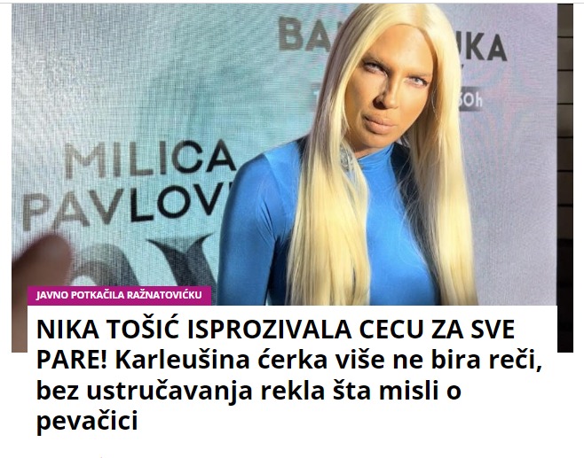 NIKA TOŠIĆ ISPROZIVALA CECU ZA SVE PARE! Karleušina ćerka više ne bira reči, bez ustručavanja rekla šta misli o pevačici