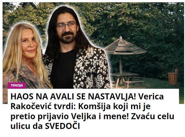 HAOS NA AVALI SE NASTAVLJA! Verica Rakočević tvrdi: Komšija koji mi je pretio prijavio Veljka i mene! Zvaću celu ulicu da SVEDOČI