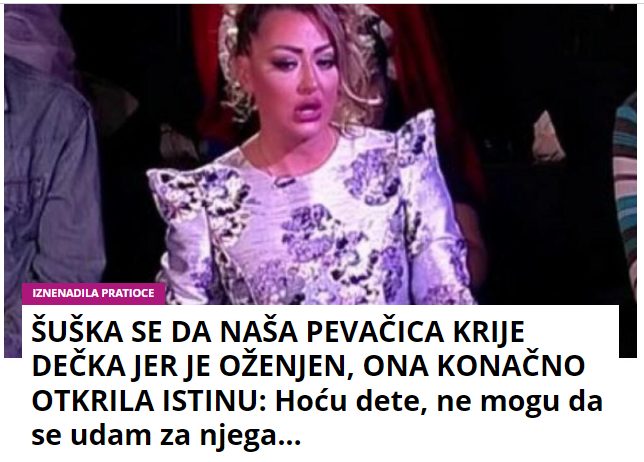 ŠUŠKA SE DA NAŠA PEVAČICA KRIJE DEČKA JER JE OŽENJEN, ONA KONAČNO OTKRILA ISTINU: Hoću dete, ne mogu da se udam za njega…