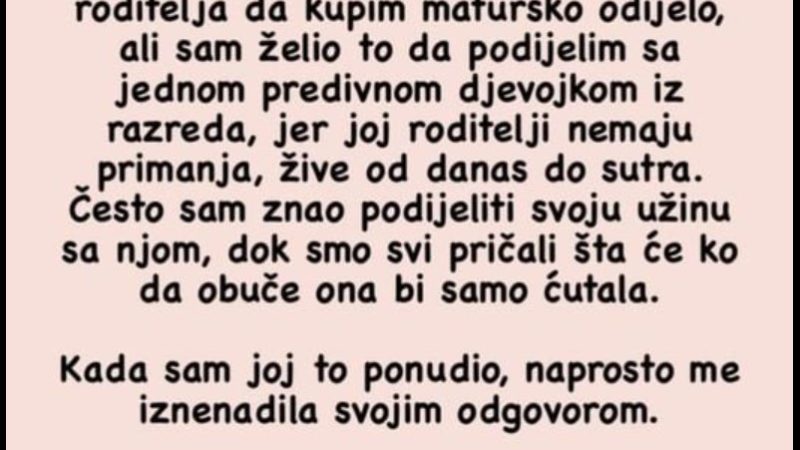 “Dobio sam novac da kupim matursko odijelo, ali…”