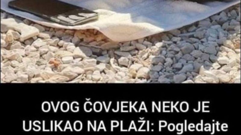 OVOG ČOVJEKA NEKO JE USLIKAO NA PLAŽI: Pogledajte šta je stavio na glavu da se zaštiti od sunca, LJUDI PLAČU OD SMIJEHA (FOTO) Share