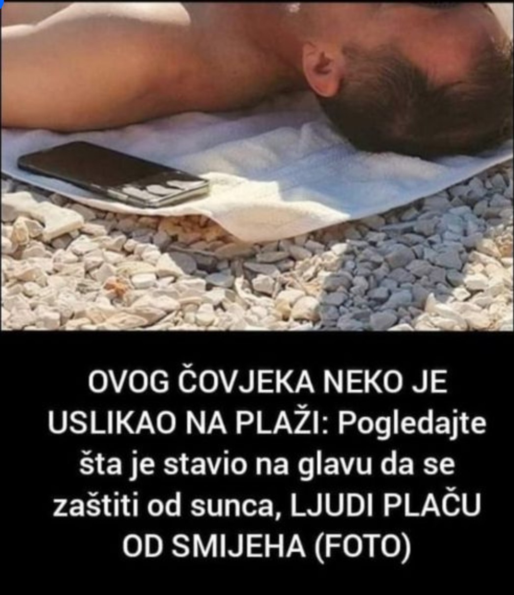 OVOG ČOVJEKA NEKO JE USLIKAO NA PLAŽI: Pogledajte šta je stavio na glavu da se zaštiti od sunca, LJUDI PLAČU OD SMIJEHA (FOTO) Share