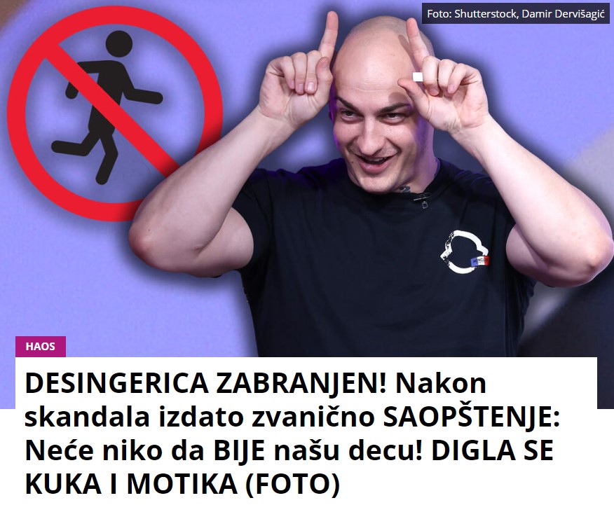 DESINGERICA ZABRANJEN! Nakon skandala izdato zvanično SAOPŠTENJE: Neće niko da BIJE našu decu! DIGLA SE KUKA I MOTIKA (FOTO)