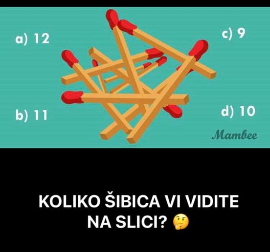 MOZGALICA KOJA JE SVE NALJUTILA, SVAKI PUT DRUGI BROJ: Koliko vi šibica vidite na ovoj slici?