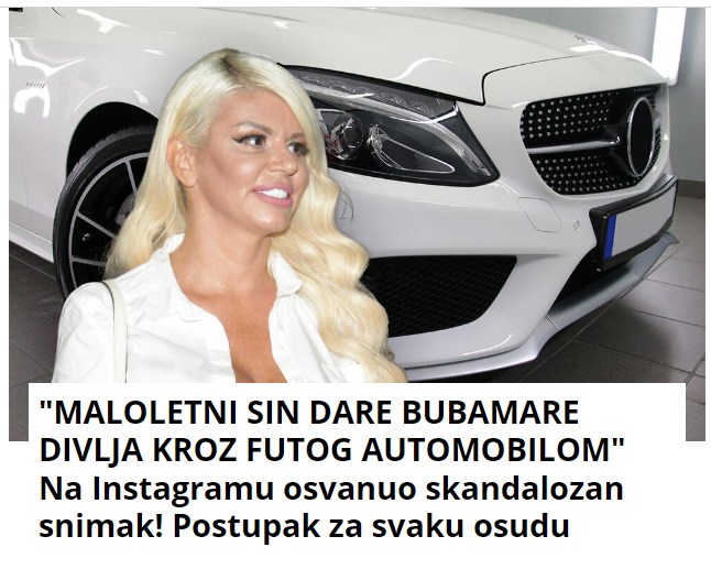 “MALOLETNI SIN DARE BUBAMARE DIVLJA KROZ FUTOG AUTOMOBILOM” Na Instagramu osvanuo skandalozan snimak! Postupak za svaku osudu