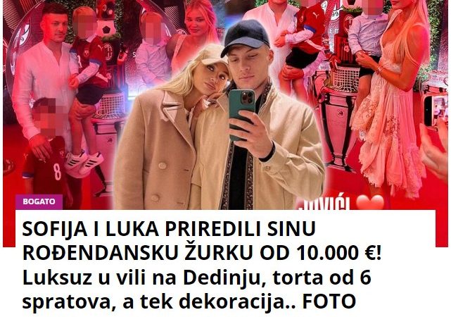 SOFIJA I LUKA PRIREDILI SINU ROĐENDANSKU ŽURKU OD 10.000 €! Luksuz u vili na Dedinju, torta od 6 spratova, a tek dekoracija.. FOTO