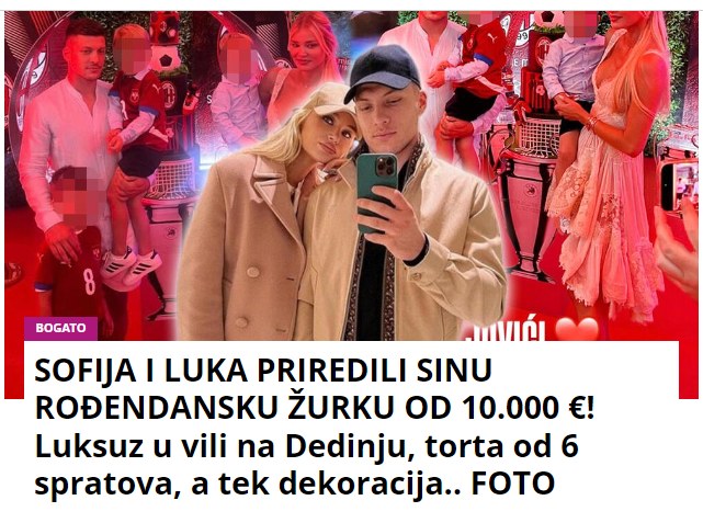 SOFIJA I LUKA PRIREDILI SINU ROĐENDANSKU ŽURKU OD 10.000 €! Luksuz u vili na Dedinju, torta od 6 spratova, a tek dekoracija.. FOTO