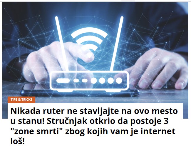 Nikada ruter ne stavljajte na ovo mesto u stanu! Stručnjak otkrio da postoje 3 “zone smrti” zbog kojih vam je internet loš!