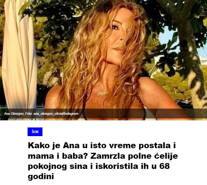 Kako je Ana u isto vreme postala i mama i baba? Zamrzla polne ćelije pokojnog sina i iskoristila ih u 68 godini