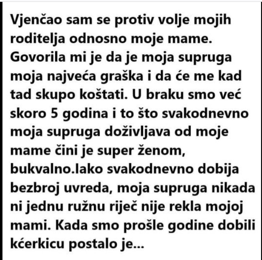 “Vjenčao sam se protiv volje mojih roditelja odnosno moje mame”