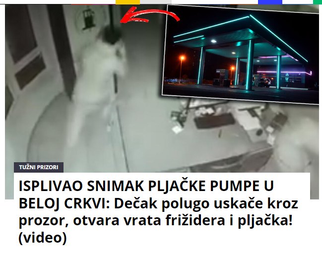 ISPLIVAO SNIMAK PLJAČKE PUMPE U BELOJ CRKVI: Dečak polugo uskače kroz prozor, otvara vrata frižidera i pljačka! (video)