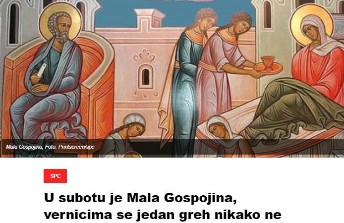 U subotu je Mala Gospojina, vernicima se jedan greh nikako ne oprašta: Žene ovo nikako ne smeju da rade