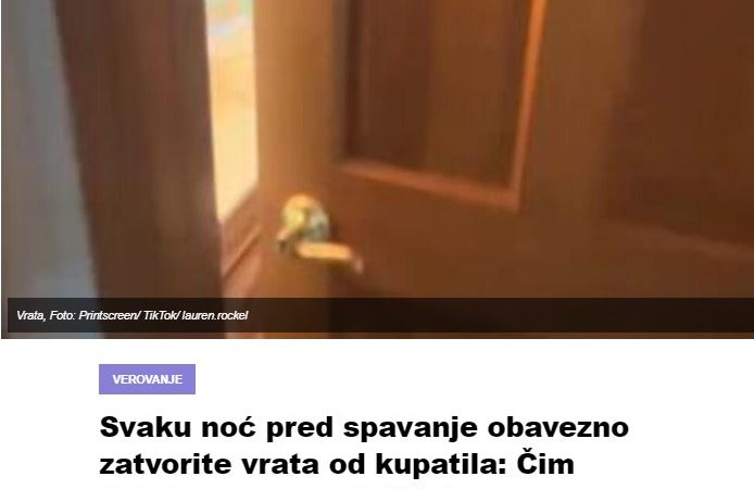 Svaku noć pred spavanje obavezno zatvorite vrata od kupatila: Čim čujete razlog, naježićete se u momentu