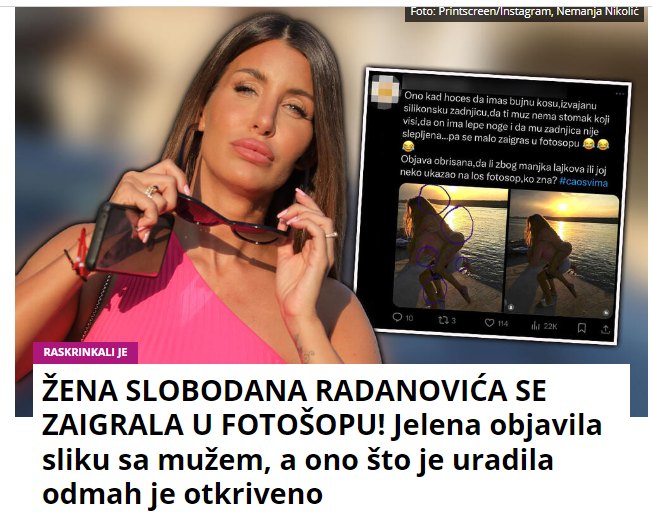 ŽENA SLOBODANA RADANOVIĆA SE ZAIGRALA U FOTOŠOPU! Jelena objavila sliku sa mužem, a ono što je uradila odmah je otkriveno