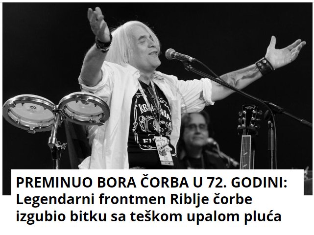 PREMINUO BORA ČORBA U 72. GODINI: Legendarni frontmen Riblje čorbe izgubio bitku sa teškom upalom pluća