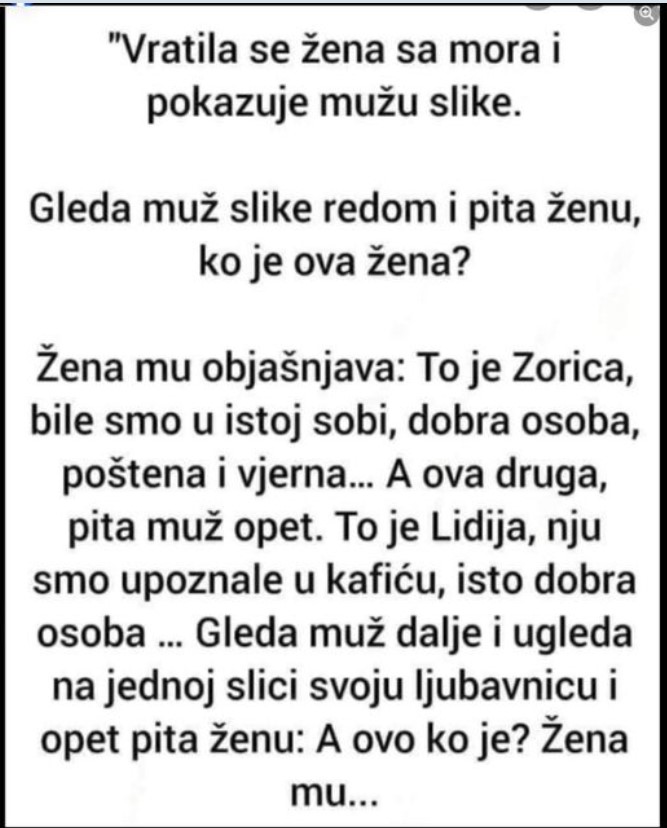 ŠALJIVO: “Vratila se žena sa mora i pokazuje mužu slike”