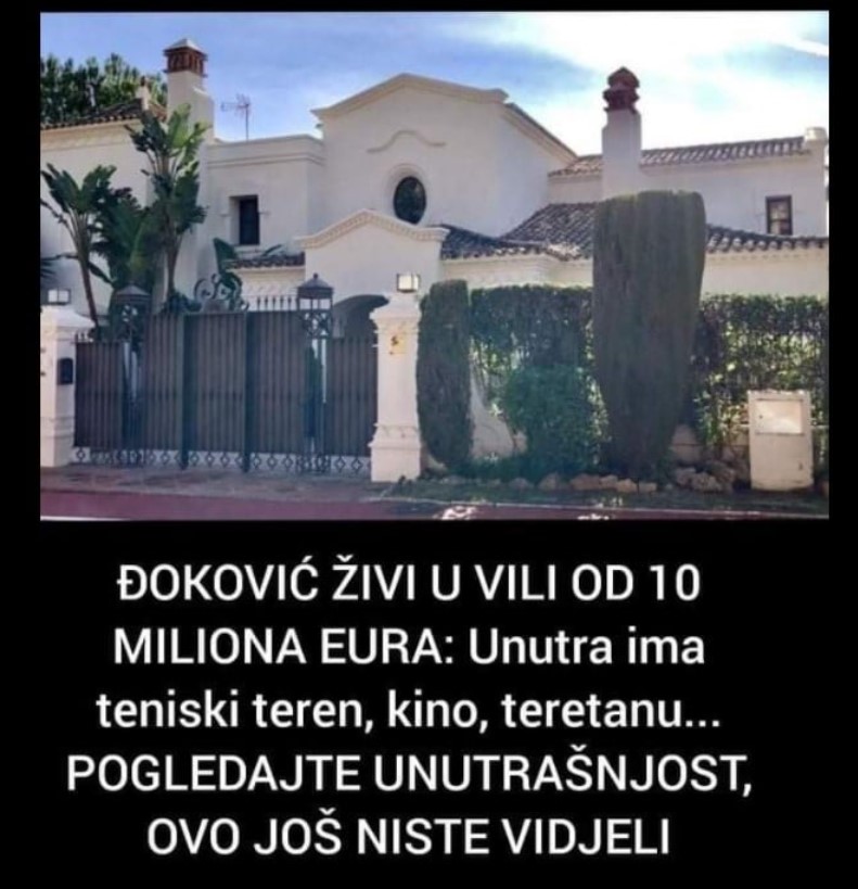 ĐOKOVIĆ ŽIVI U VILI OD 10 MILIONA EURA: Unutra ima teniski teren, kino, teretanu… POGLEDAJTE UNUTRAŠNJOST, OVO JOŠ NISTE VIDJELI