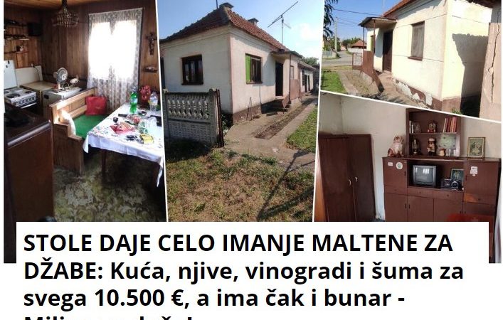 STOLE DAJE CELO IMANJE MALTENE ZA DŽABE: Kuća, njive, vinogradi i šuma za svega 10.500 €, a ima čak i bunar – Milina za dušu!