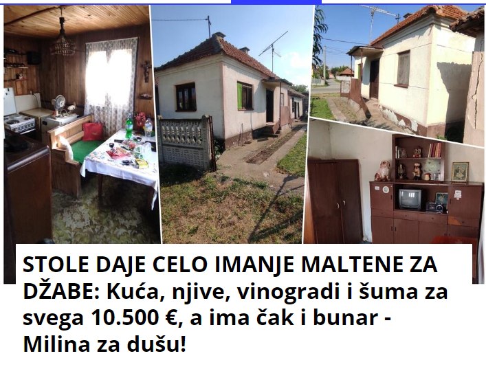 STOLE DAJE CELO IMANJE MALTENE ZA DŽABE: Kuća, njive, vinogradi i šuma za svega 10.500 €, a ima čak i bunar – Milina za dušu!