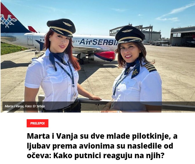 Marta i Vanja su dve mlade pilotkinje, a ljubav prema avionima su nasledile od očeva: Kako putnici reaguju na njih?