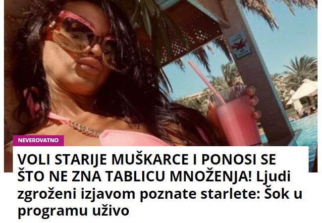 VOLI STARIJE MUŠKARCE I PONOSI SE ŠTO NE ZNA TABLICU MNOŽENJA! Ljudi zgroženi izjavom poznate starlete: Šok u programu uživo