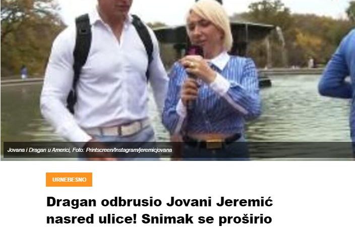 Dragan odbrusio Jovani Jeremić nasred ulice! Snimak se proširio mrežama, ona priznala – “Suze mi i sad idu”