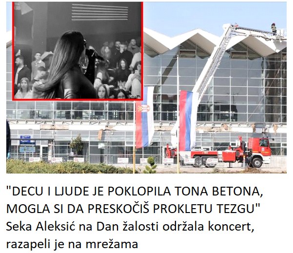 “DECU I LJUDE JE POKLOPILA TONA BETONA, MOGLA SI DA PRESKOČIŠ PROKLETU TEZGU” Seka Aleksić na Dan žalosti održala koncert, razapeli je na mrežama