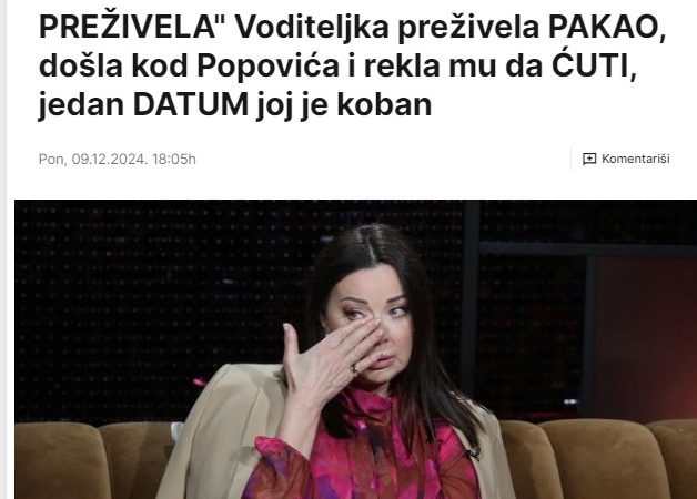 “PRODALA SAM ZLATO DA BIH PREŽIVELA” Voditeljka preživela PAKAO, došla kod Popovića i rekla mu da ĆUTI, jedan DATUM joj je koban