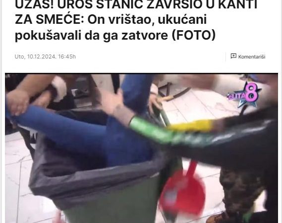 UŽAS! UROŠ STANIĆ ZAVRŠIO U KANTI ZA SMEĆE: On vrištao, ukućani pokušavali da ga zatvore (FOTO)