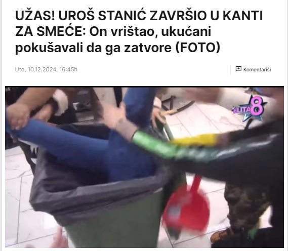 UŽAS! UROŠ STANIĆ ZAVRŠIO U KANTI ZA SMEĆE: On vrištao, ukućani pokušavali da ga zatvore (FOTO)