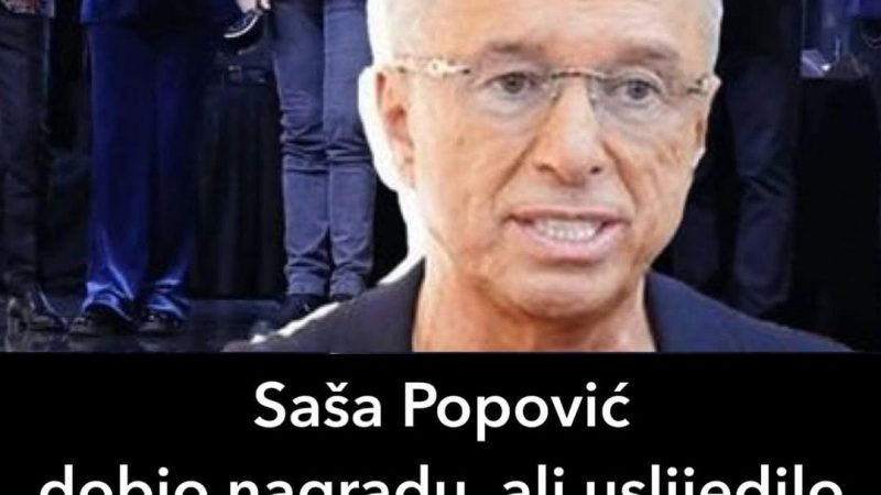 Saša Popović dobio nagradu, ali uslijedilo iznenađenje na dodjeli: Evo šta se desilo