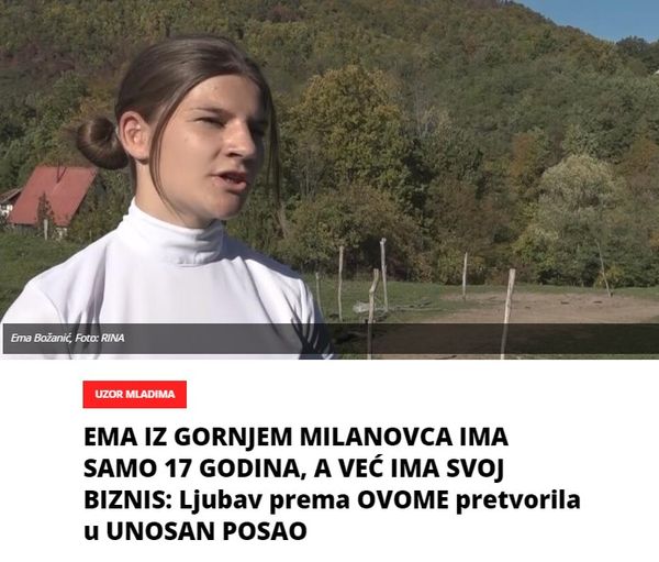 EMA IZ GORNJEM MILANOVCA IMA SAMO 17 GODINA, A VEĆ IMA SVOJ BIZNIS: Ljubav prema OVOME pretvorila u UNOSAN POSAO