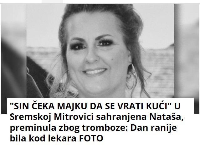 “SIN ČEKA MAJKU DA SE VRATI KUĆI” U Sremskoj Mitrovici sahranjena Nataša, preminula zbog tromboze: Dan ranije bila kod lekara FOTO