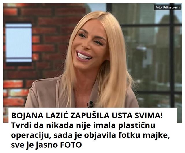 BOJANA LAZIĆ ZAPUŠILA USTA SVIMA! Tvrdi da nikada nije imala plastičnu operaciju, sada je objavila fotku majke, sve je jasno FOTO