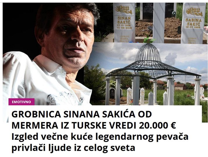 GROBNICA SINANA SAKIĆA OD MERMERA IZ TURSKE VREDI 20.000 € Izgled večne kuće legendarnog pevača privlači ljude iz celog sveta