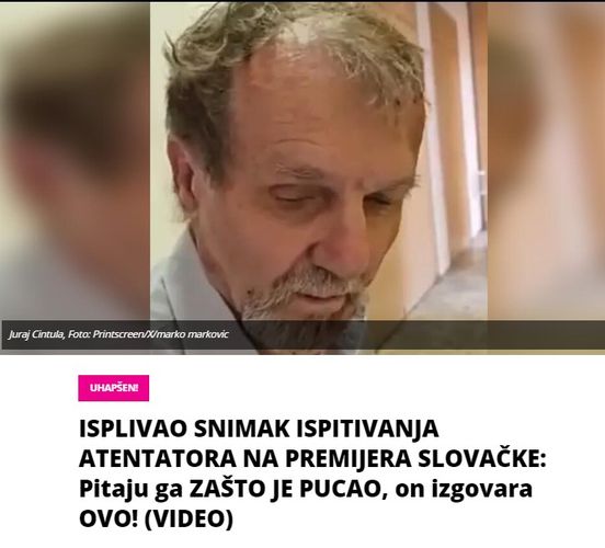 ISPLIVAO SNIMAK ISPITIVANJA ATENTATORA NA PREMIJERA SLOVAČKE: Pitaju ga ZAŠTO JE PUCAO, on izgovara OVO! (VIDEO)