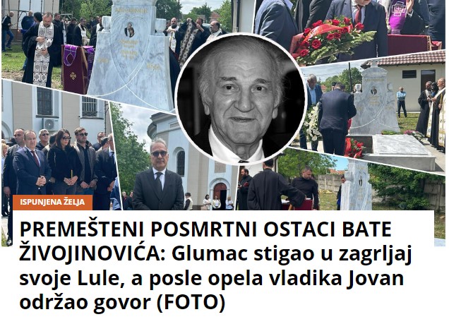 PREMEŠTENI POSMRTNI OSTACI BATE ŽIVOJINOVIĆA: Glumac stigao u zagrljaj svoje Lule, a posle opela vladika Jovan održao govor (FOTO)