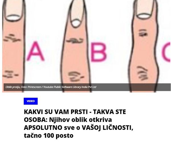 KAKVI SU VAM PRSTI – TAKVA STE OSOBA: Njihov oblik otkriva APSOLUTNO sve o VAŠOJ LIČNOSTI, tačno 100 posto