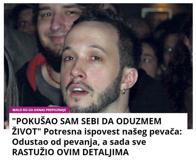 “POKUŠAO SAM SEBI DA ODUZMEM ŽIVOT” Potresna ispovest našeg pevača: Odustao od pevanja, a sada sve RASTUŽIO OVIM DETALJIMA